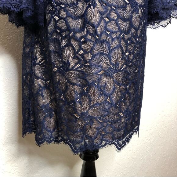 Trina Turk Akamai Lanai navy blue lace overlay off shoulder dress size 8 NWT - Picture 5 of 16